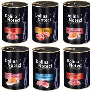DOLINA NOTECI Prémiové krmivo pre mačky mix príchutí 6x400g